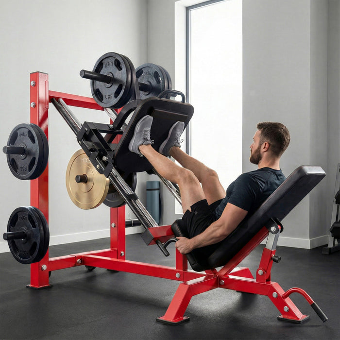 Soozier Adjustable Leg Press Machine with Wheels & Calf Block for Home Gym