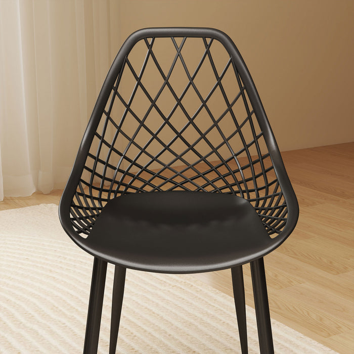 HOMCOM Plastic Dining Chairs Set of 4 Kitchen Chairs, Black
