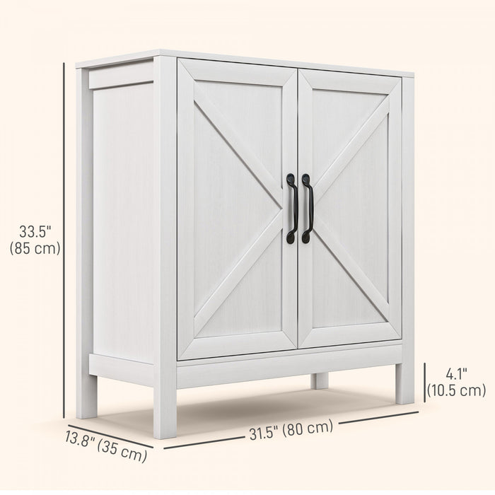 HOMCOM Storage Cabinet, Buffet Sideboard with Adjustable Shelf, White
