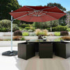 Costway 11' Patio Cantilever Offset Umbrella 360 degrees Rotation Aluminum Tilt Brick Red
