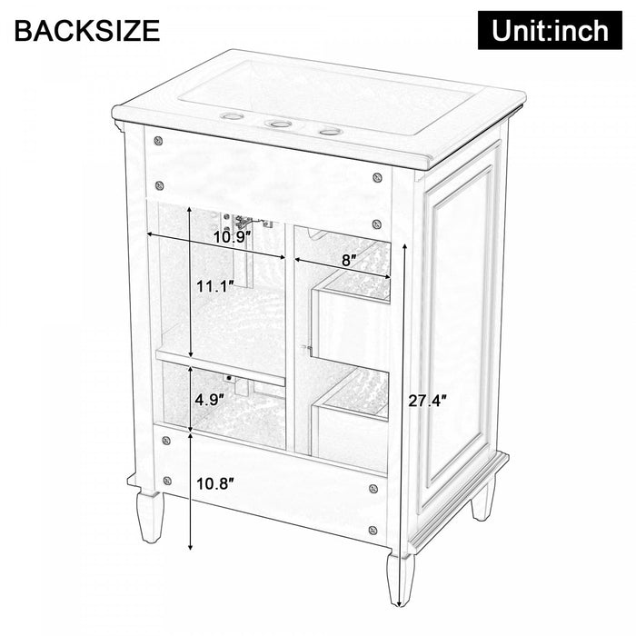 Vivo 24 Inch Single Sink Bathroom Vanity with Flip Drawer and Solid Wood Legs, Green