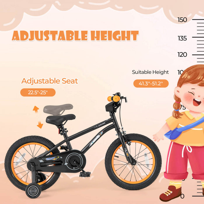 Costway 16-inch Kid's Bike For 4-7 Years Old With Adjustable Saddle & Anti-slip Handlebar Black