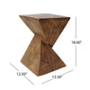Zane 18" MGO Geometric Twisted Accent Table, Unique Wood Grain Indoor Side Table, Natural | Table d'appoint geometrique torsadee Zane 18 pouces MGO, table laterale interieure a grain de bois, naturel