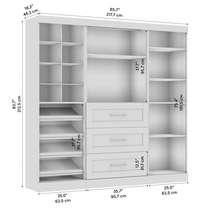 Bestar Pur 86 W Closet Organizer System - White