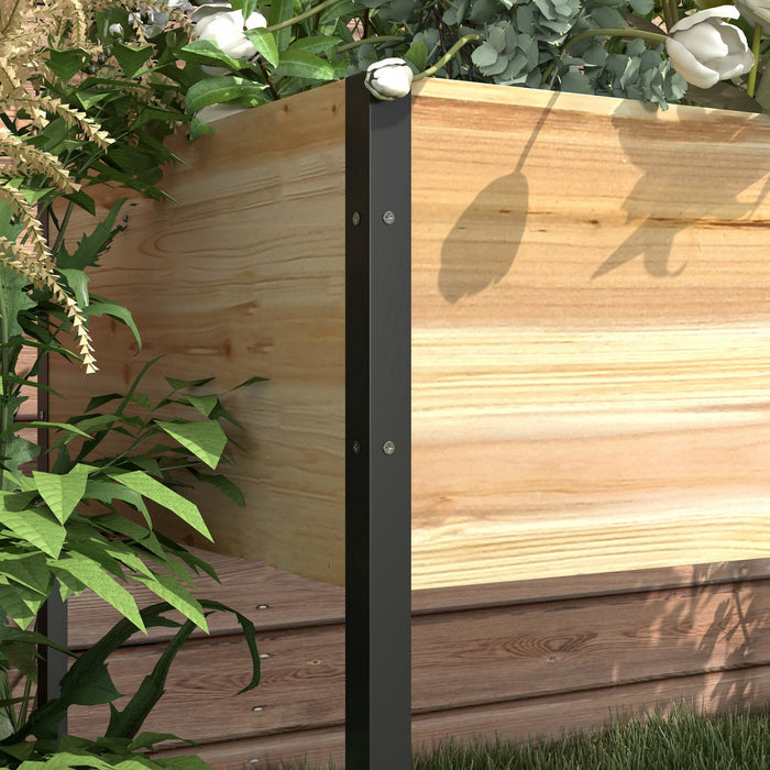 Outsunny Wooden Raised Garden Bed With Trellis And Bed Liner, Elevated Planter Box With Metal Legs For Vegetables Flowers Herbs