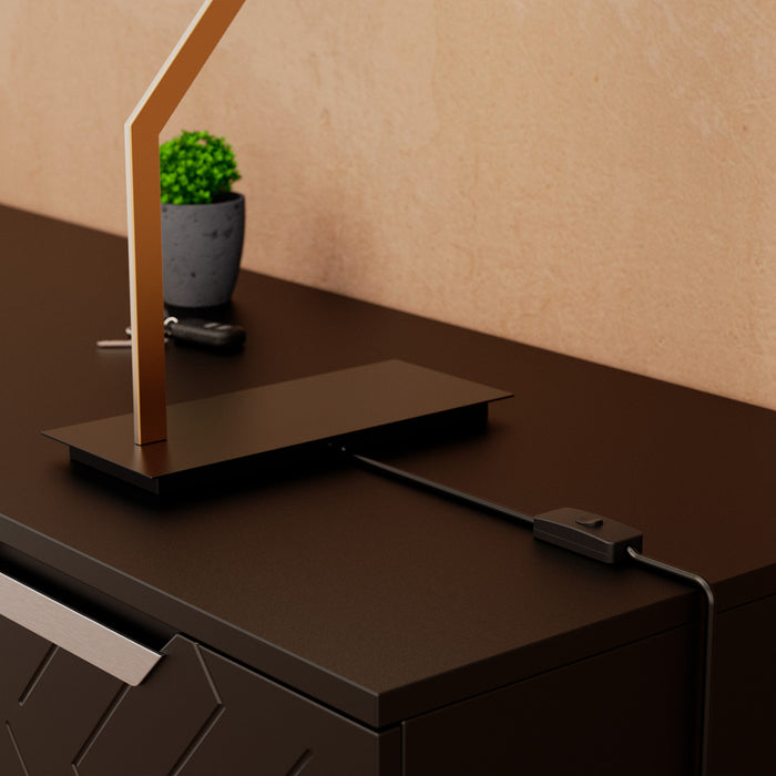 25\" Gold Angled Brass Table Lamp with Textured Shade