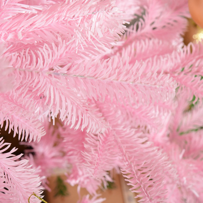 Homcom 5ft Artificial Christmas Tree With Automatic Open For Party Pink