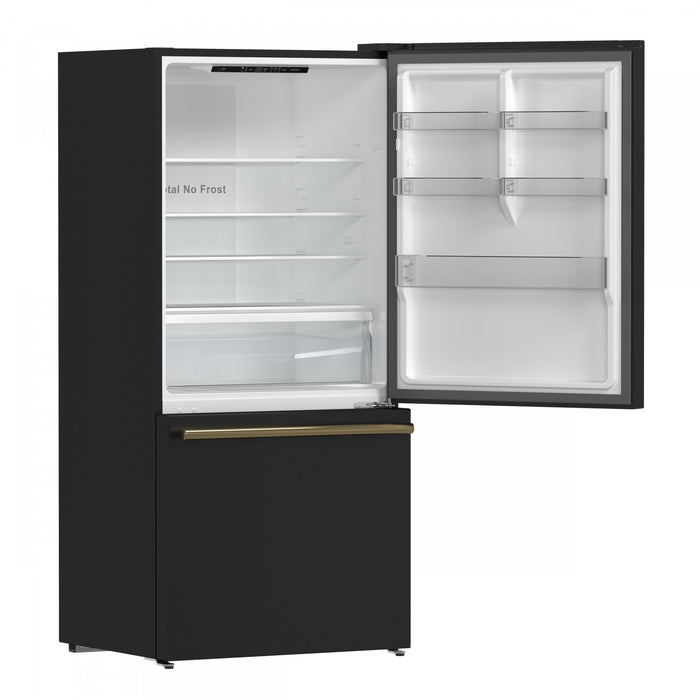 Forno Milano Espresso 31 Inch Bottom Freezer, Black, 17.2 cu.ft. - FFFFD1785-31BLK