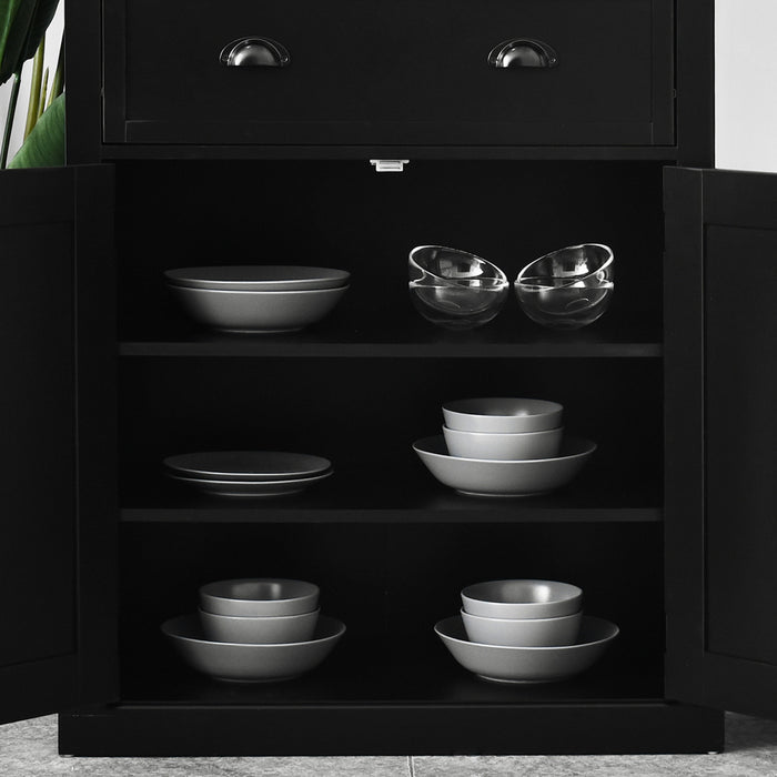 HOMCOM Kitchen Pantry Storage Cabinet, Tall Pantry with Drawer Black