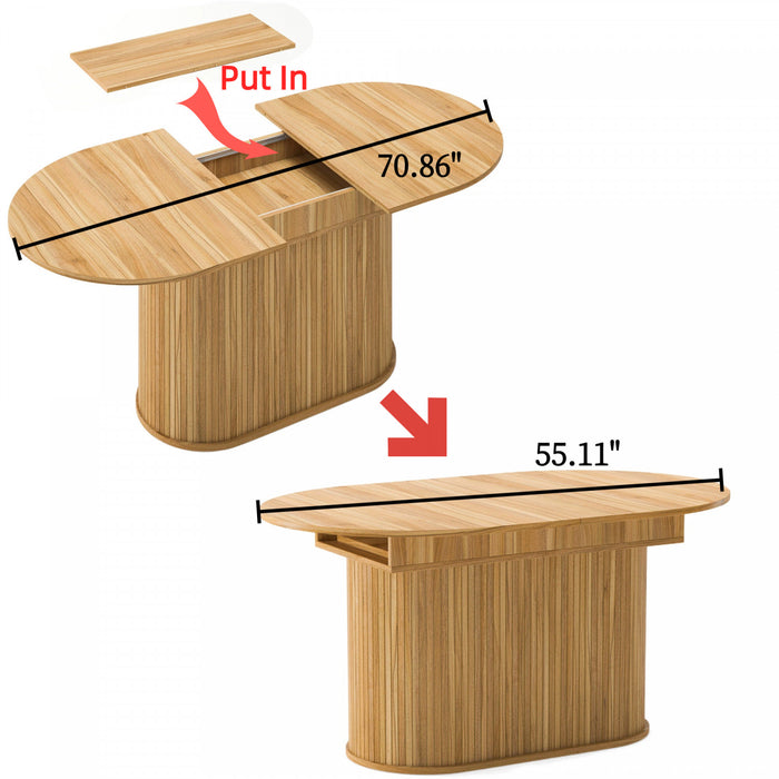 Noah Extendable Oval Dining Table with Striped Legs,Light Brown