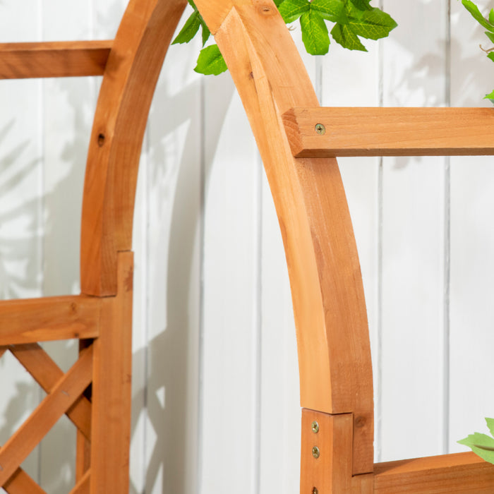 Outsunny Raised Garden Bed with Arch Trellis Outdoor Planter Box, Brown