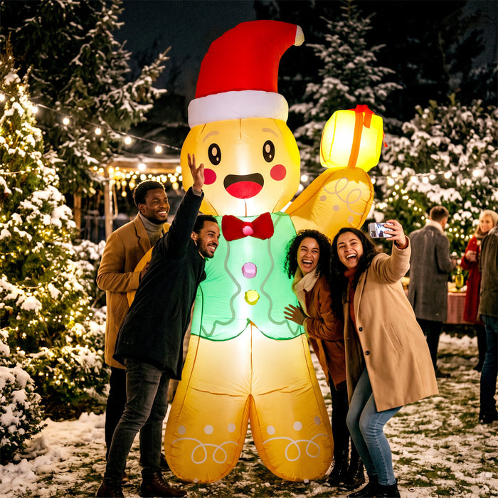 Outsunny 8.2ft Christmas Inflatable Gingerbread Man, Light Brown