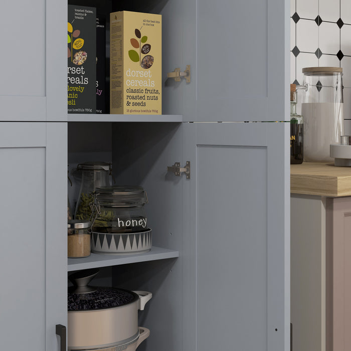 HOMCOM 67\" Kitchen Pantry 4-door Storage Cabinet with Adjustable Shelves
