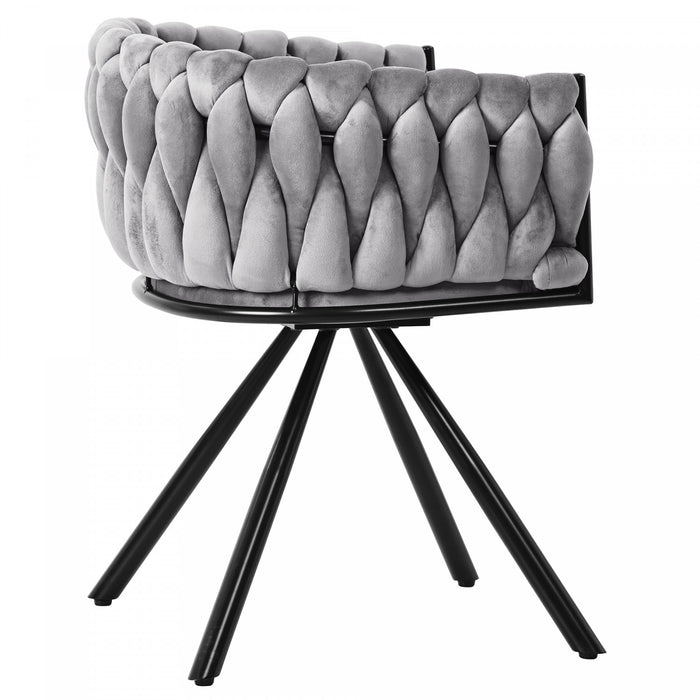 Amelia Velvet Swivel Dining Chairs with Tufted Upholstered and Metal Legs Set of 4, Grey