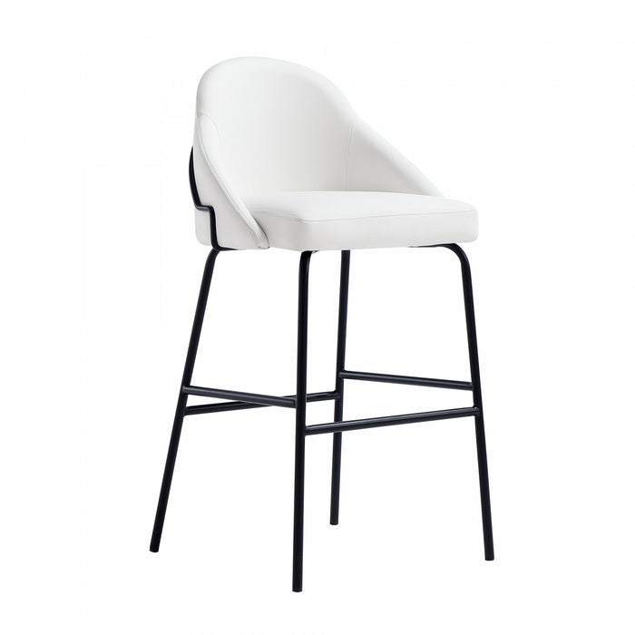 Gracie Modern Metal Upholstered Barstool in White and Black - Set of 2