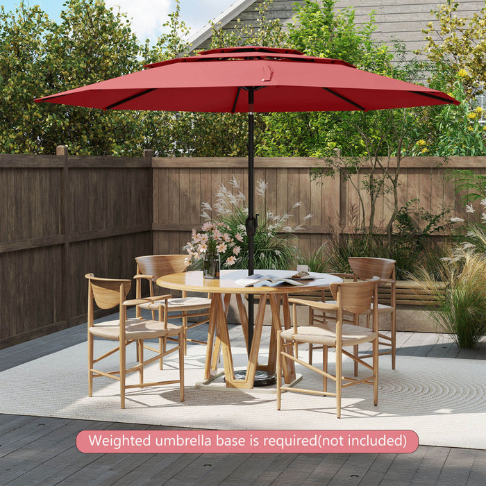 Costway 10 ft 3-tier Vented Patio Umbrella Large Market Table Umbrella Outdoor Sun Shade Red