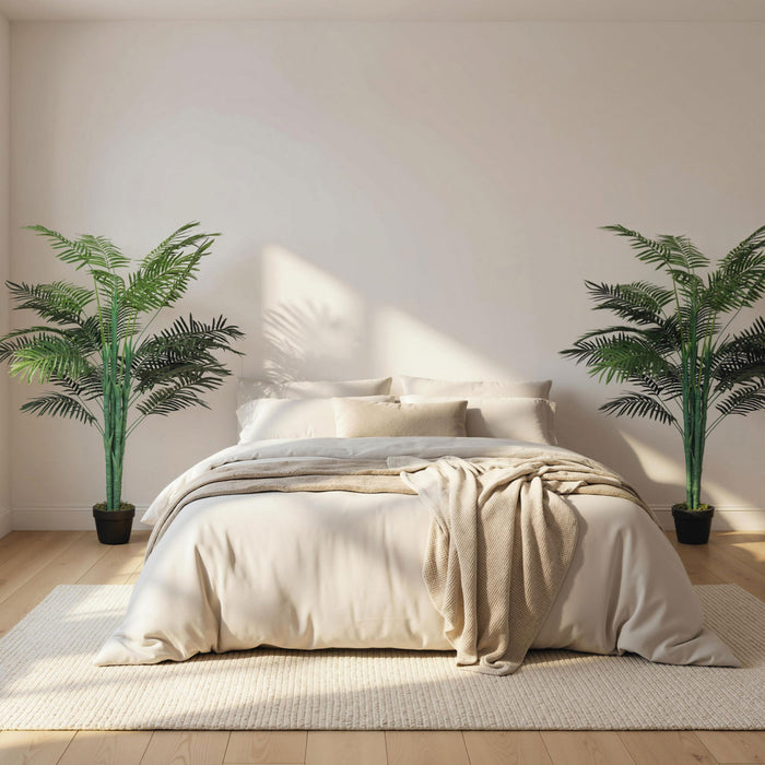 Outsunny 5FT Artificial Tropical Palm Tree Faux Plant with Lifelike Leaves