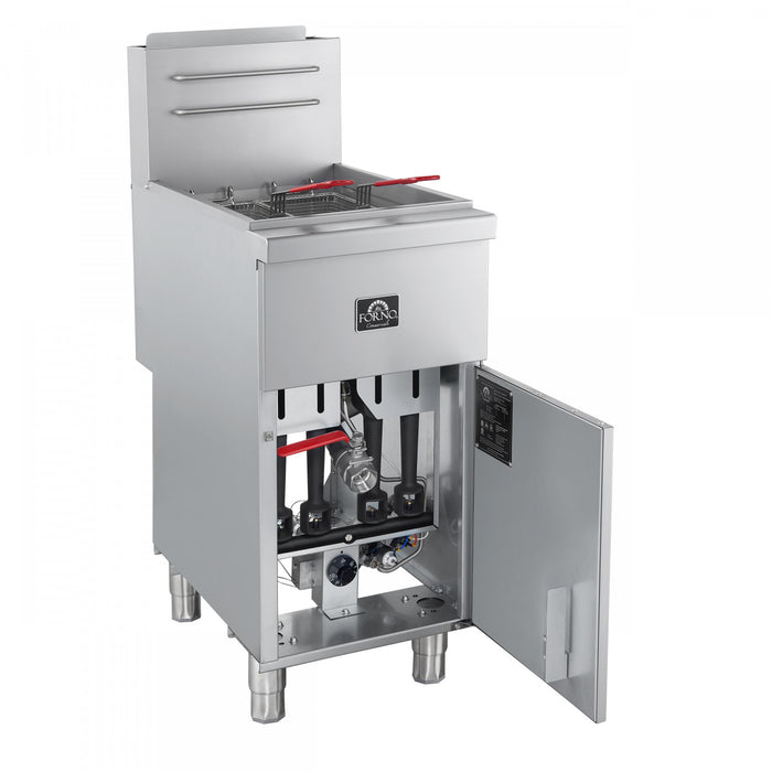 FORNO Commerciale Natural Gas Deep Fryer, 4 Burners 120,000 BTU, 50 lbs Oil Capacity - FCMGF0023