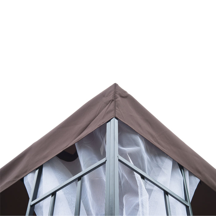 Outsunny 10'x10' Garden Gazebo Patio Canopy Portable Party Event Backyard W/ Mosquito Netting Coffee