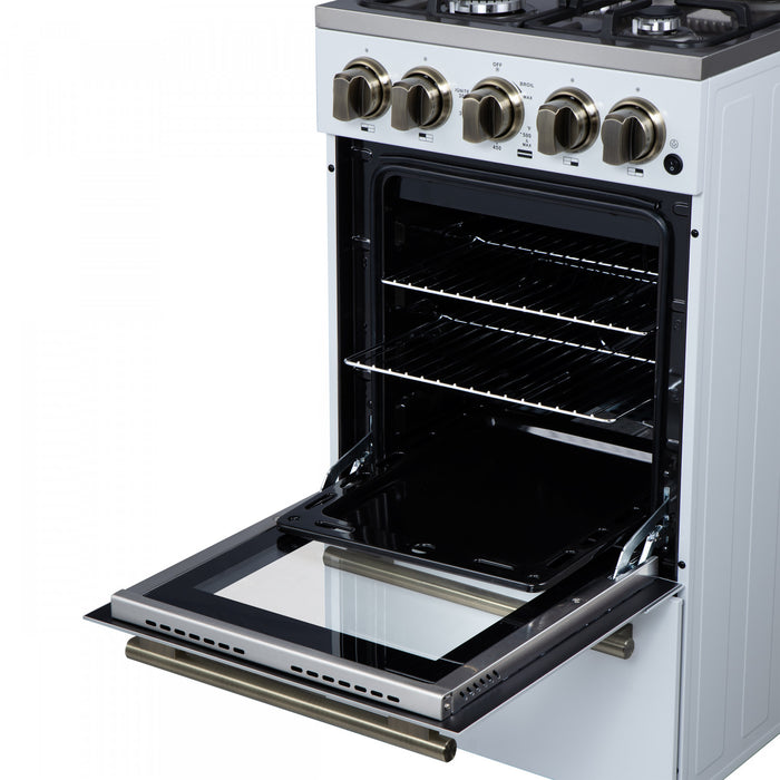 Forno Lamazze 20\" Freestanding Gas Range, White, FFSGS6265-20WHT