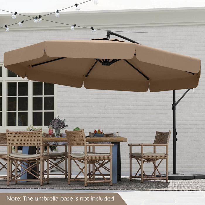 Costway 10 FT Offset Hanging Umbrella Patio Cantilever Umbrella with Cover Brown
