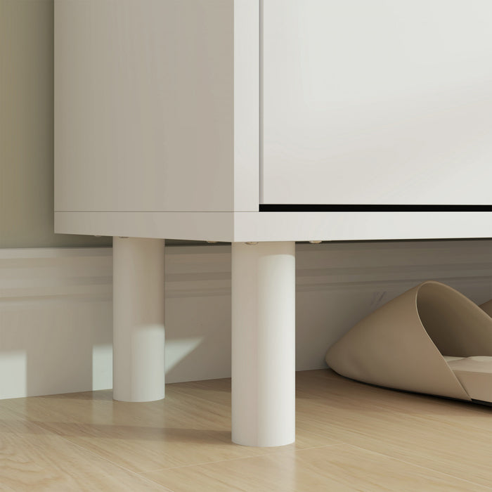 HOMCOM Narrow Shoe Storage Cabinet with Adjustable Shelves, White