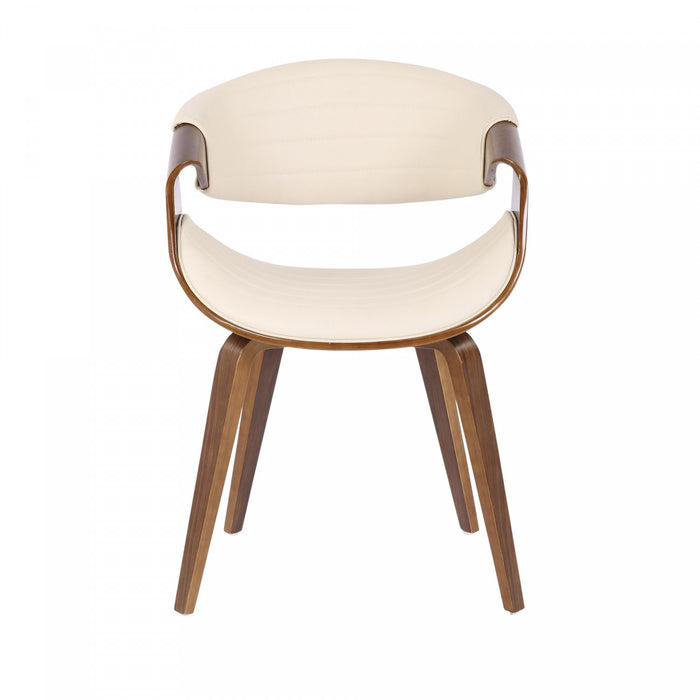 LumiSource Symphony Faux Leather Mid-Century Modern Dining Accent Chair - Walnut/Cream