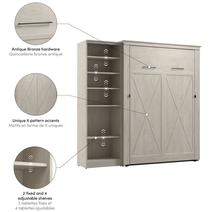 Bestar Key West Full Murphy Bed with Closet Organizer (88 W) - Linen White Oak