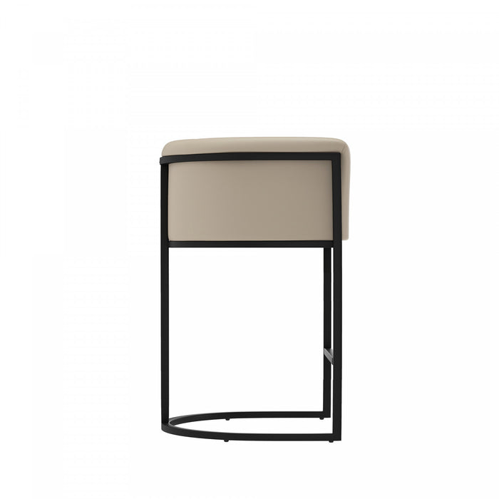 Cosmopolitan Mid-Century Modern Metal Upholstered Counter Stool in Greige