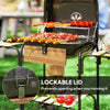 Outsunny Charcoal BBQ Grill, Portable Grill with 1840 cm² Cooking Area, Storage Shelves, Adjustable Air Vent, Locking Lid, Wheels for Garden Party Outdoor Cooking, Black