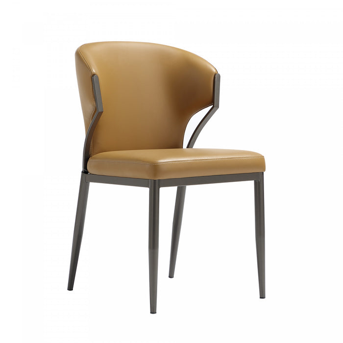 Kirsten Modern Vegan Leather Metal Dining Chair in Camel - Set of 4