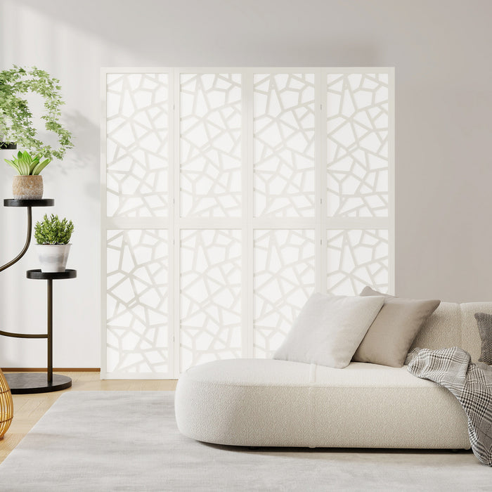 HOMCOM 4 Panel Room Divider, 5.6 FT Lightweight Privacy Screen, White