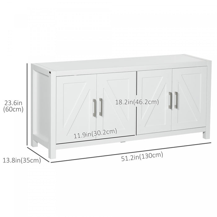 HOMCOM Farmhouse Kitchen Sideboard TV Cabinet Stand for TVs up to 65\" White