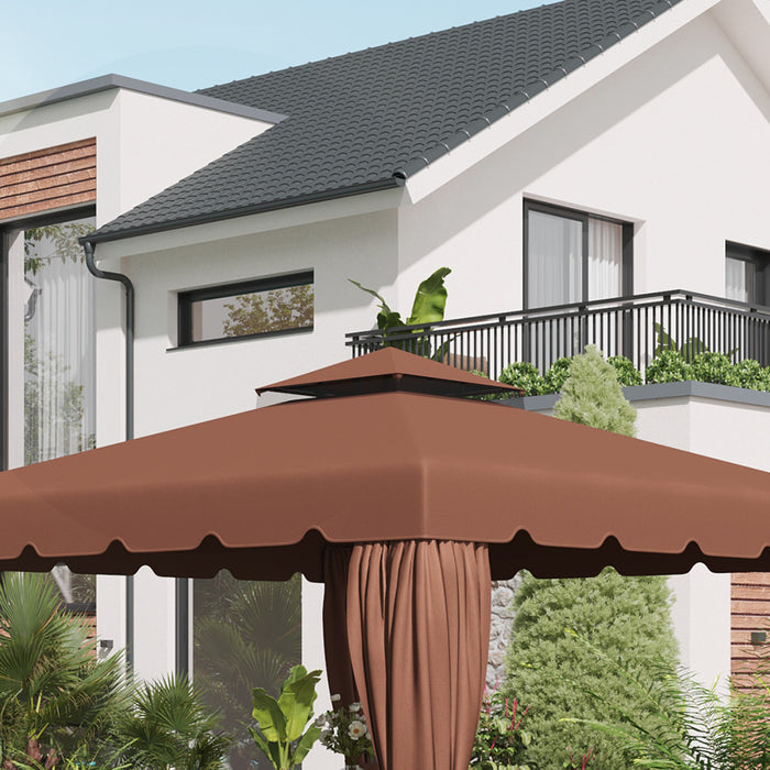Outsunny 9.8' X 9.8' Gazebo Replacement Canopy, Gazebo Top Cover With Double Vented Roof For Garden Patio Outdoor (top Only), Coffee