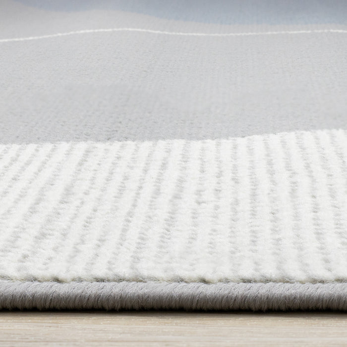 Forte Blue Grey White Half-Circles Geometric Area Rug - 5'3\" x 7'5\"