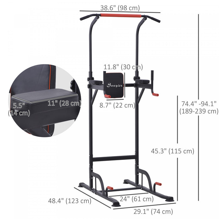 Soozier Adjustable Power Tower With Pull Up And Dip Bar, Home Gym Workout