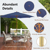 Costway 10FT Patio Wooden Market Table Umbrella Pulley with 8 Bamboo Ribs Sunshade Canopy Navy