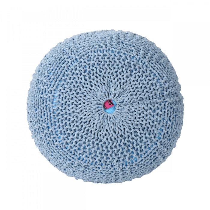 Murphy Upholstered Pouf,100% Cotton - Teal