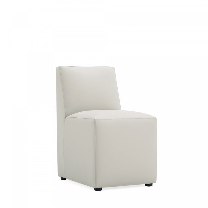 Anna Square Modern Vegan Leather Dining Chair in Stone Gray - Set of 2