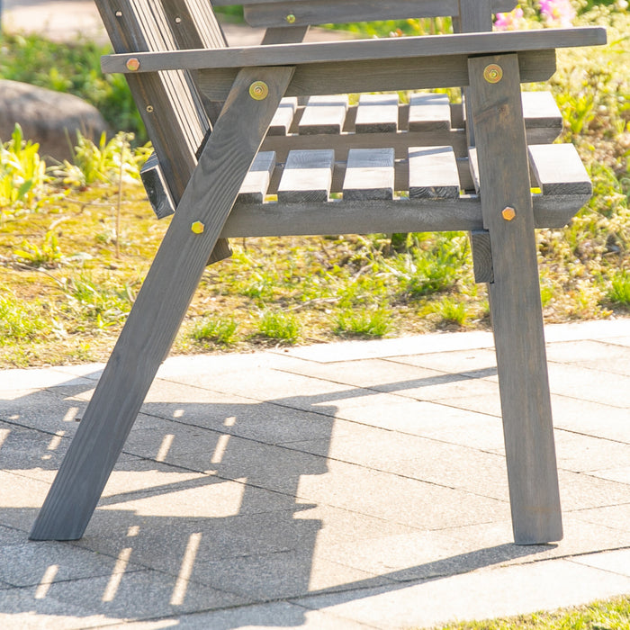 2-seater Outdoor Bench With Table, Wooden Garden Bench, Grey