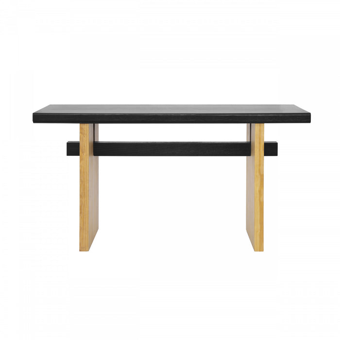 Emma 59.25\" Farmhouse Style Sofa Table for Entryway -Black & Brown