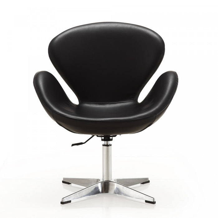 Raspberry Modern Upholstered Swivel Lounge Chair in Black - Set of 2 Accent Chair