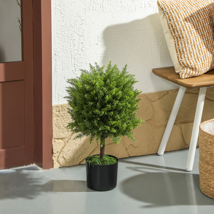 HOMCOM Set of 2 Decorative Artificial Plants, Fake Plants for Home, Green