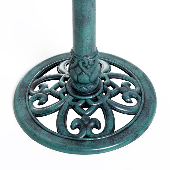 Outsunny 27'' Bird Bath Outdoor Resin Decor With Fleur De Lis Pattern