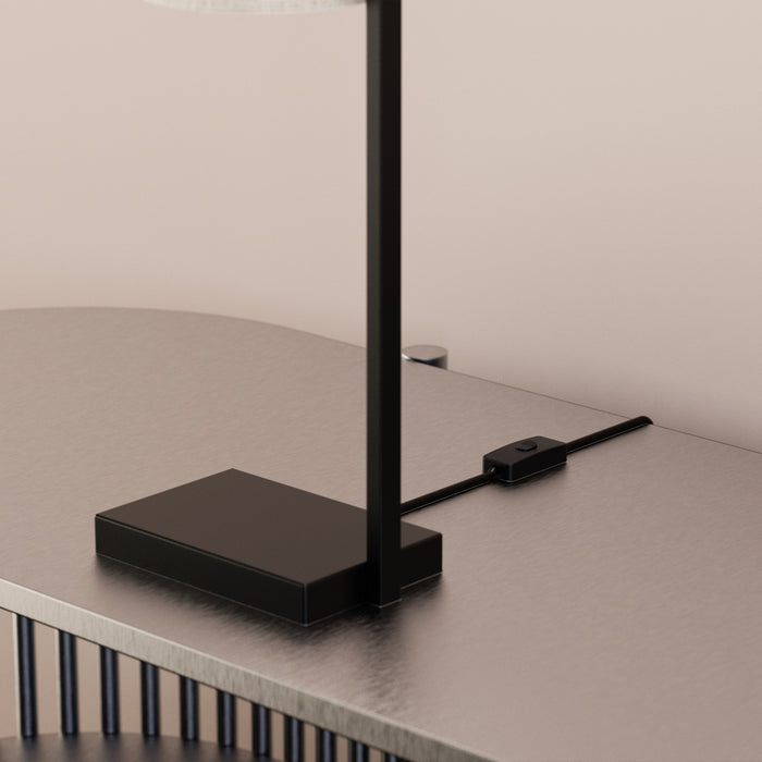 25\" Black Rectangular Frame Table Lamp with Cylinder Shade 