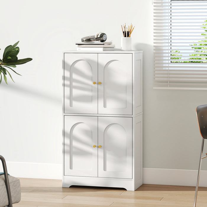 HOMCOM 43\" Kitchen Pantry Cabinet, Modern 4-Tier Storage Cabinet, White