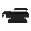 Ethan Lift-Top Coffee Table with LED Lighting and Sliding Extendable Top,Black | Ethan table basse relevable – table avec eclairage LED et plateau coulissant extensible, noir