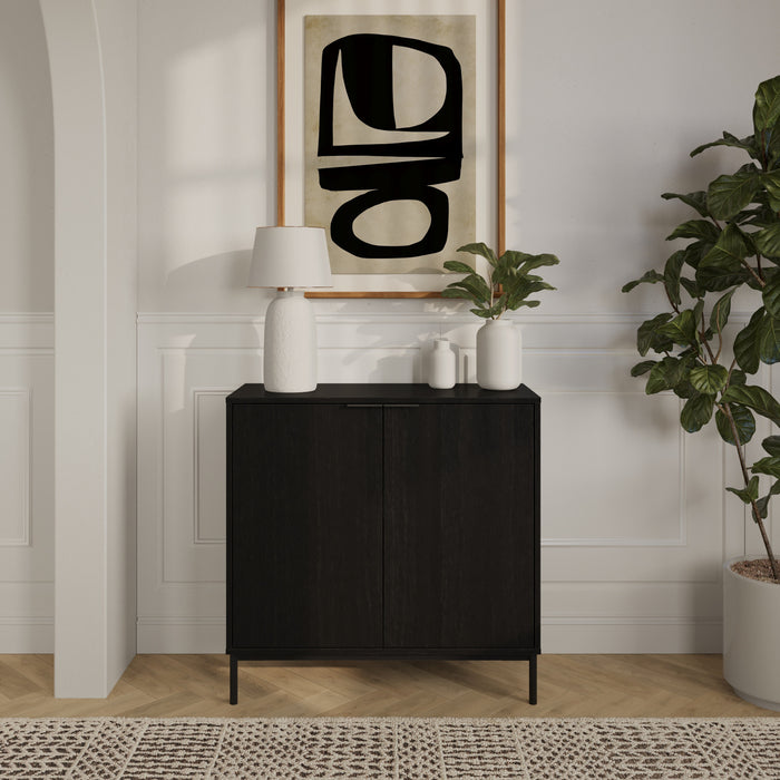 Nordika Slim 2-Door Storage Cabinet - Black