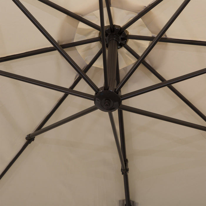 Outsunny 10ft Cantilever Patio Umbrella With 360° Rotation, Cream