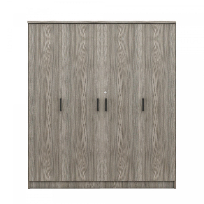 Christ 59.2\" 4-door Wooden Wardrobe With Drawer And Hanging Storage, Grey
